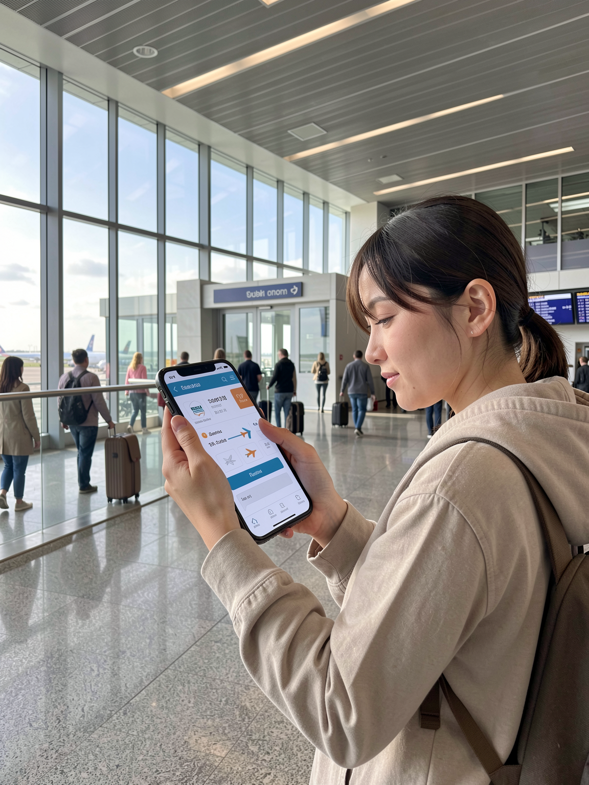A traveler booking a flight on AIRSAVE
