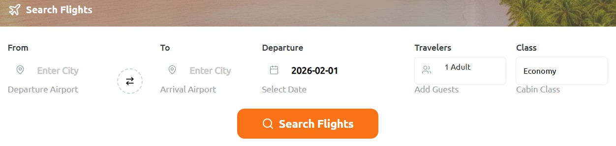 Search flights form on AIRSAVE